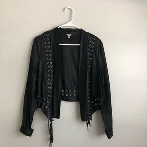Lace Up Leather Jacket